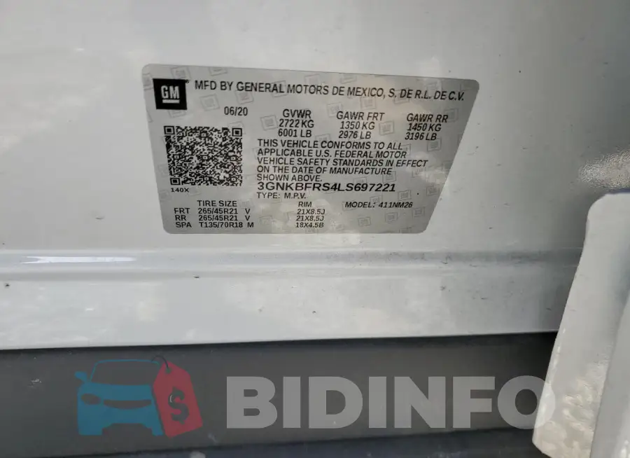3GNKBFRS4LS697221 Photo# 13