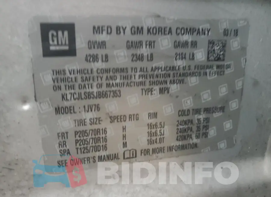 KL7CJLSB5JB667353 Photo# 13