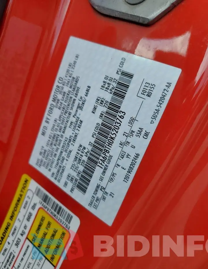 1FA6P8TH0K5203763 Photo# 13