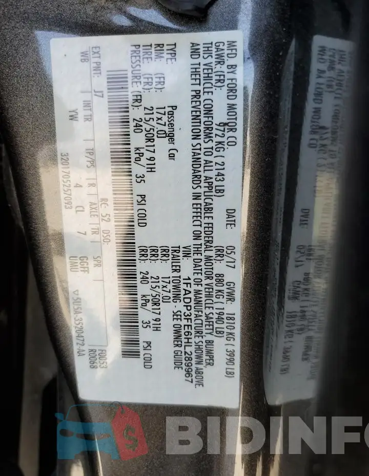 1FADP3FE6HL289967 Photo# 12