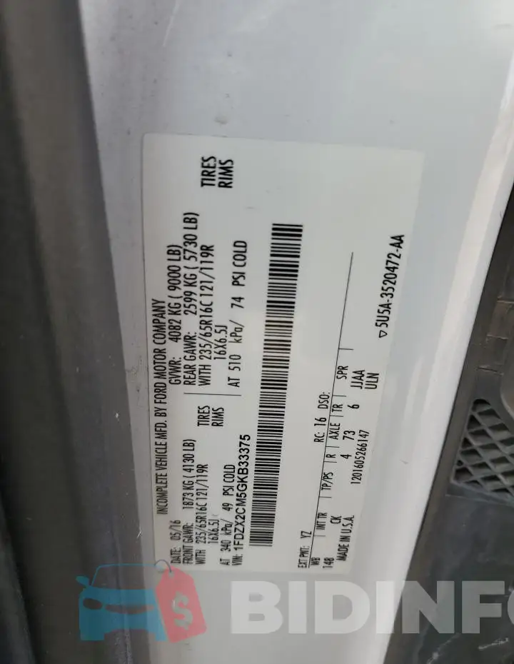 1FDZX2CM5GKB33375 Photo# 14