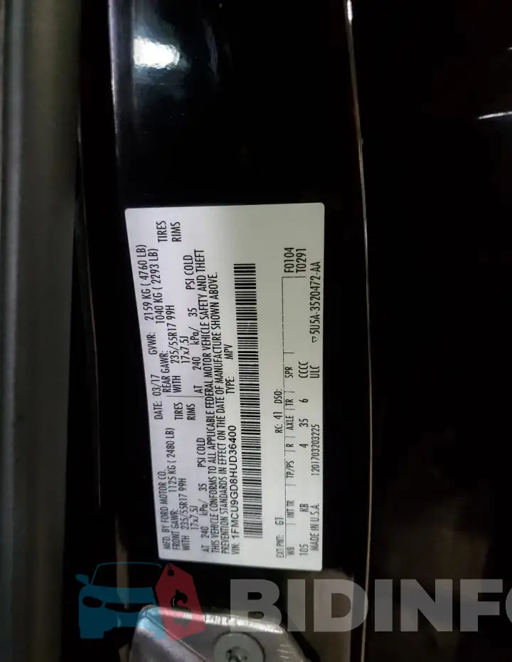 1FMCU9GD8HUD36400 Photo# 13
