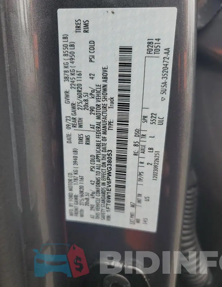 1FT6W1EV6PWG38053 Photo# 12