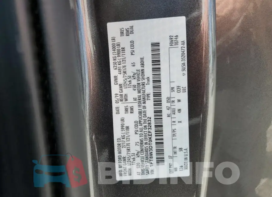 1FT8W3DT0KEF32832 Photo# 12
