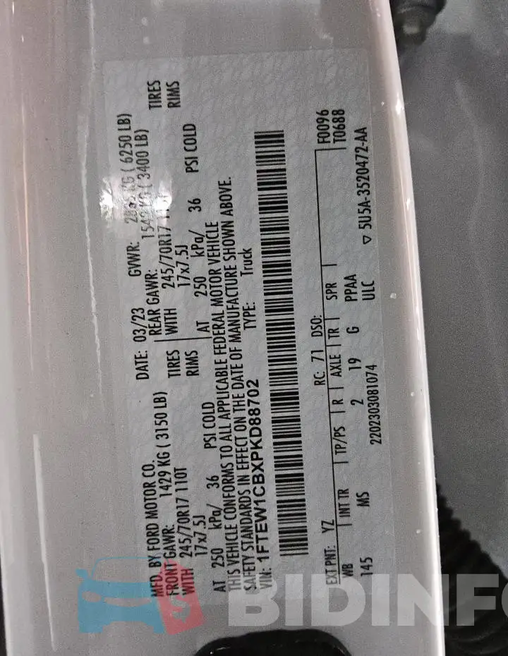 1FTEW1CBXPKD88702 Photo# 13