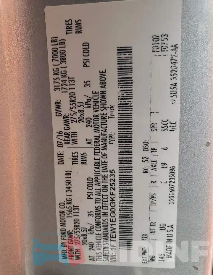 1FTEW1EG0GKF25235 Photo# 13