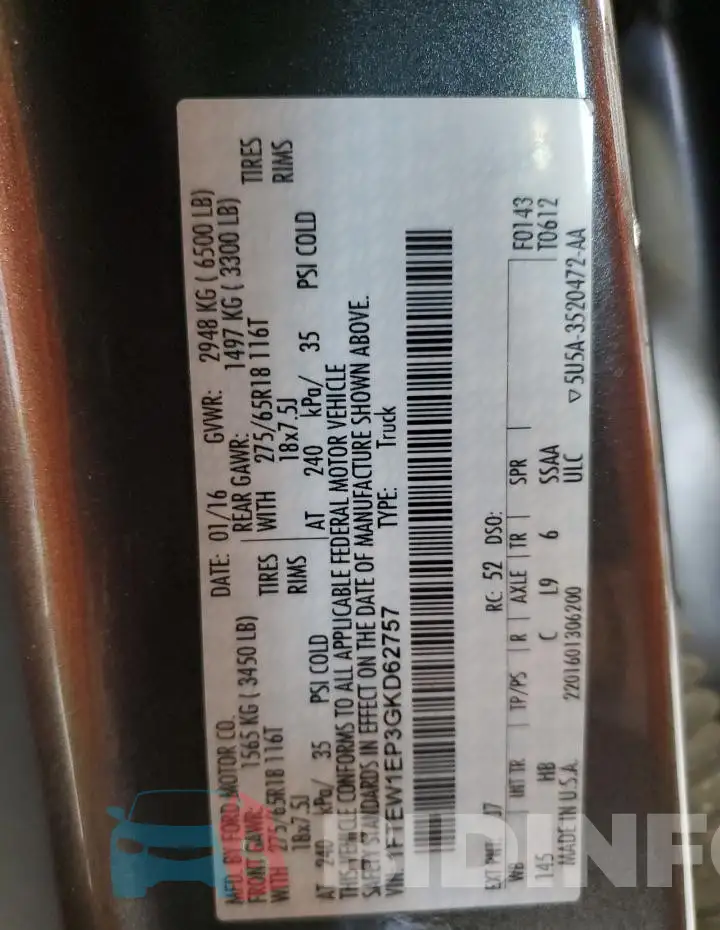 1FTEW1EP3GKD62757 Photo# 13