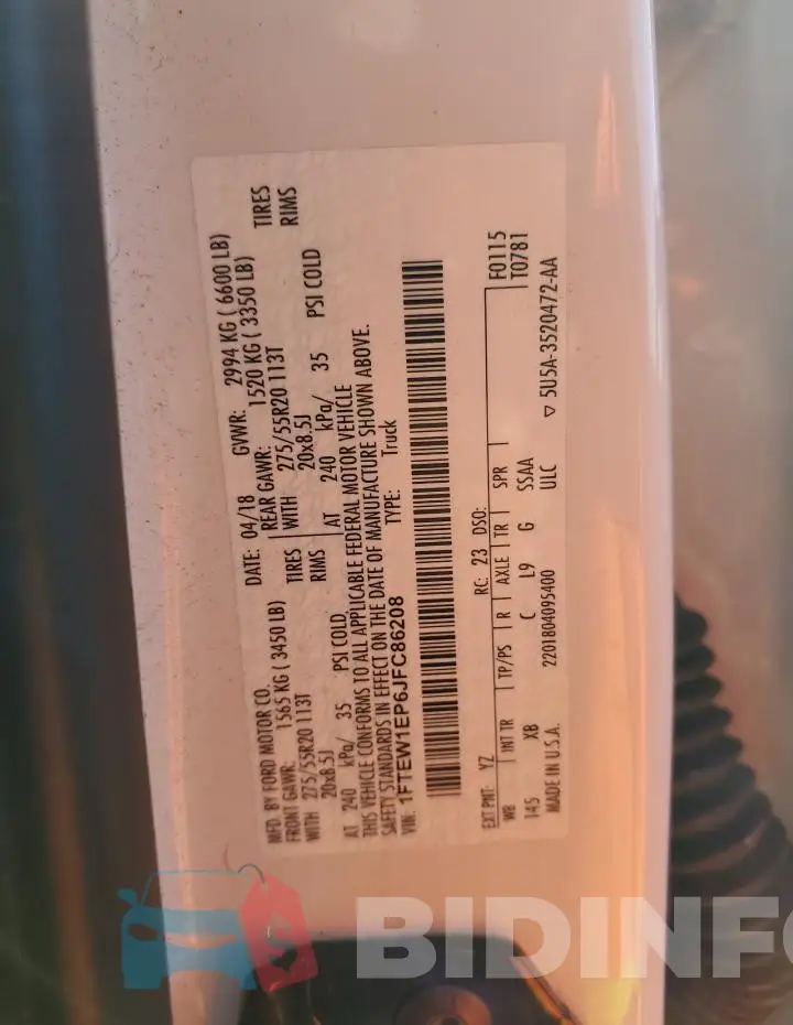 1FTEW1EP6JFC86208 Photo# 12