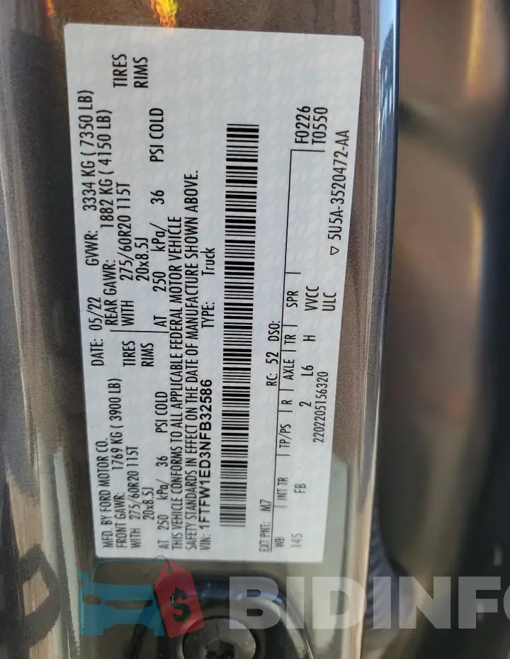 1FTFW1ED3NFB32586 Photo# 12