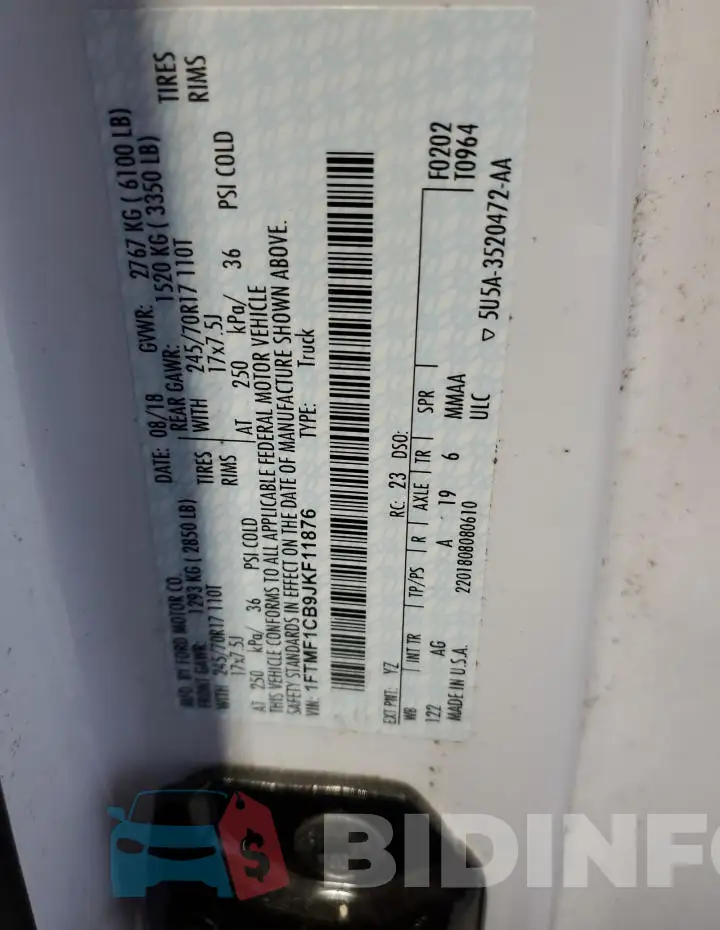 1FTMF1CB9JKF11876 Photo# 12