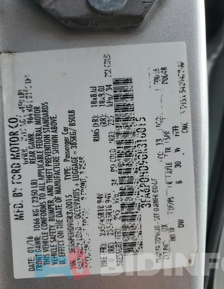3FA6P0HD9GR310015 Photo# 12