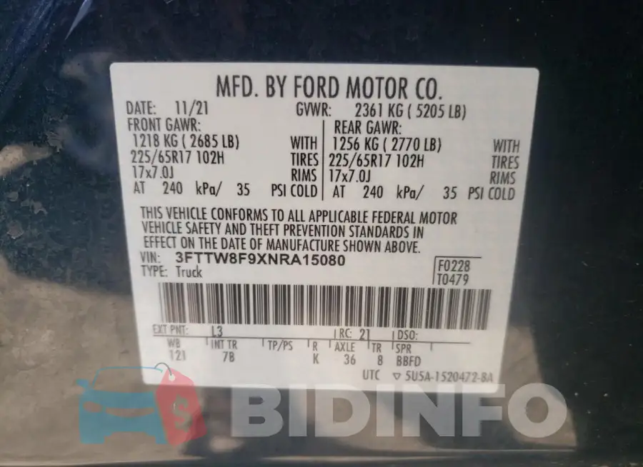 3FTTW8F9XNRA15080 Photo# 12