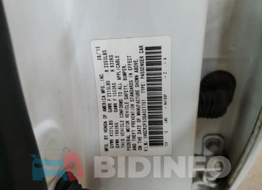 1HGCR2F53GA027751 Photo# 13