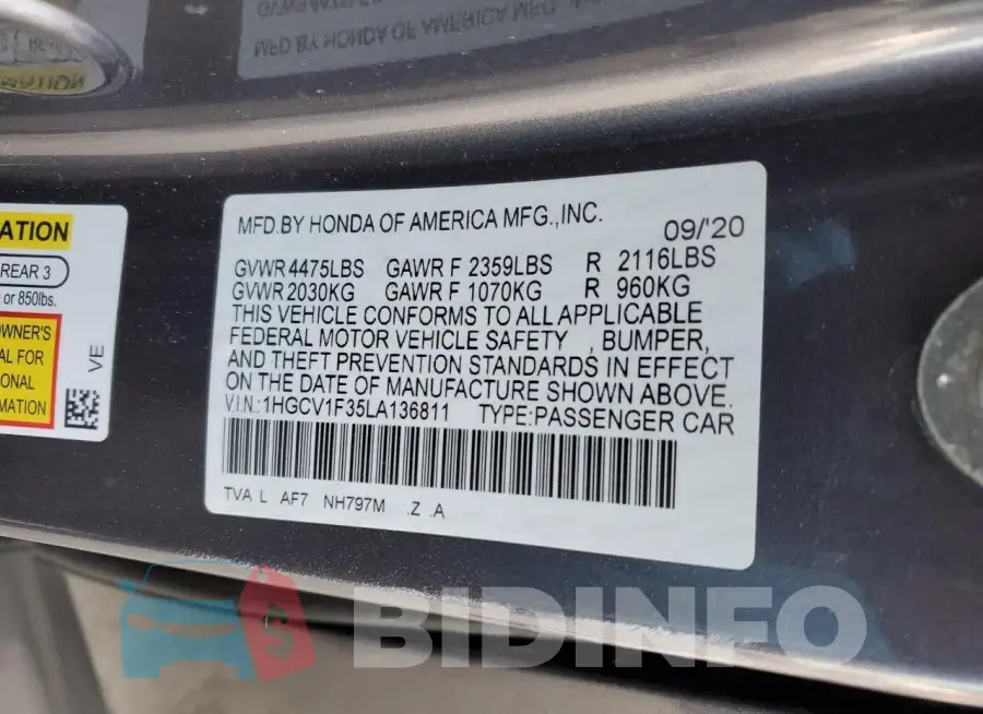 1HGCV1F35LA136811 Photo# 12