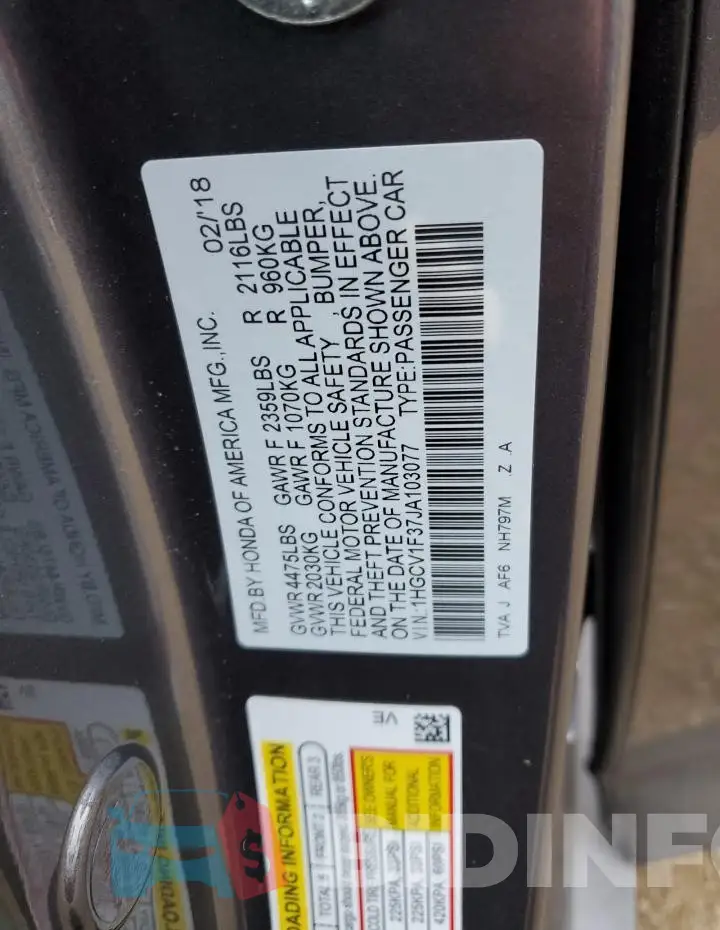 1HGCV1F37JA103077 Photo# 13