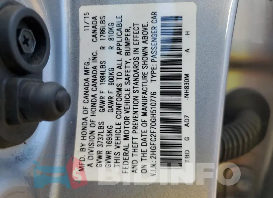 2HGFC2F70GH510776 Photo# 13