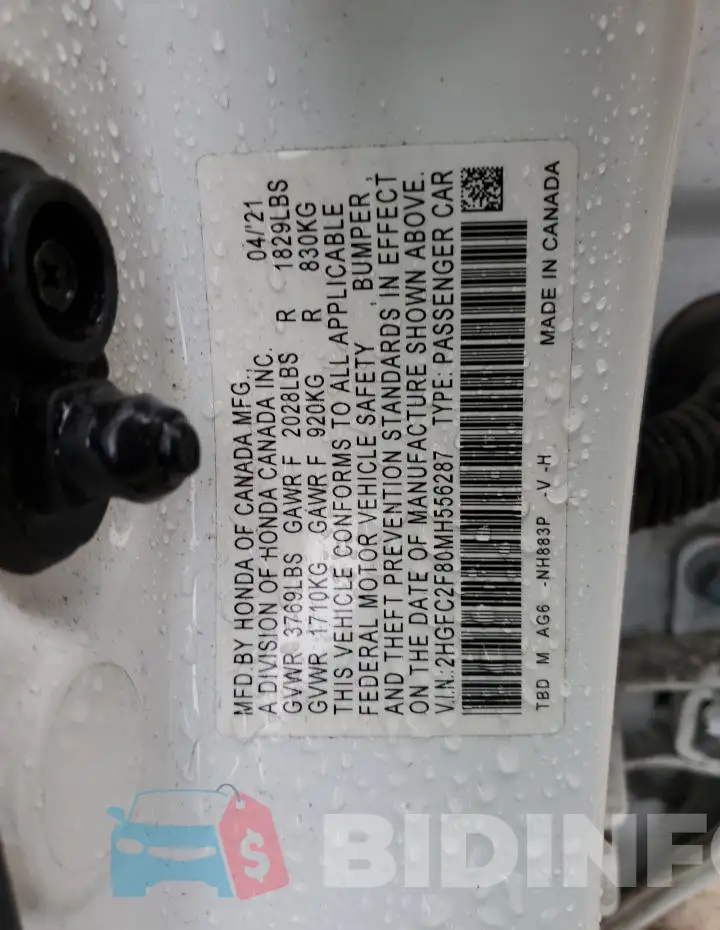 2HGFC2F80MH556287 Photo# 12
