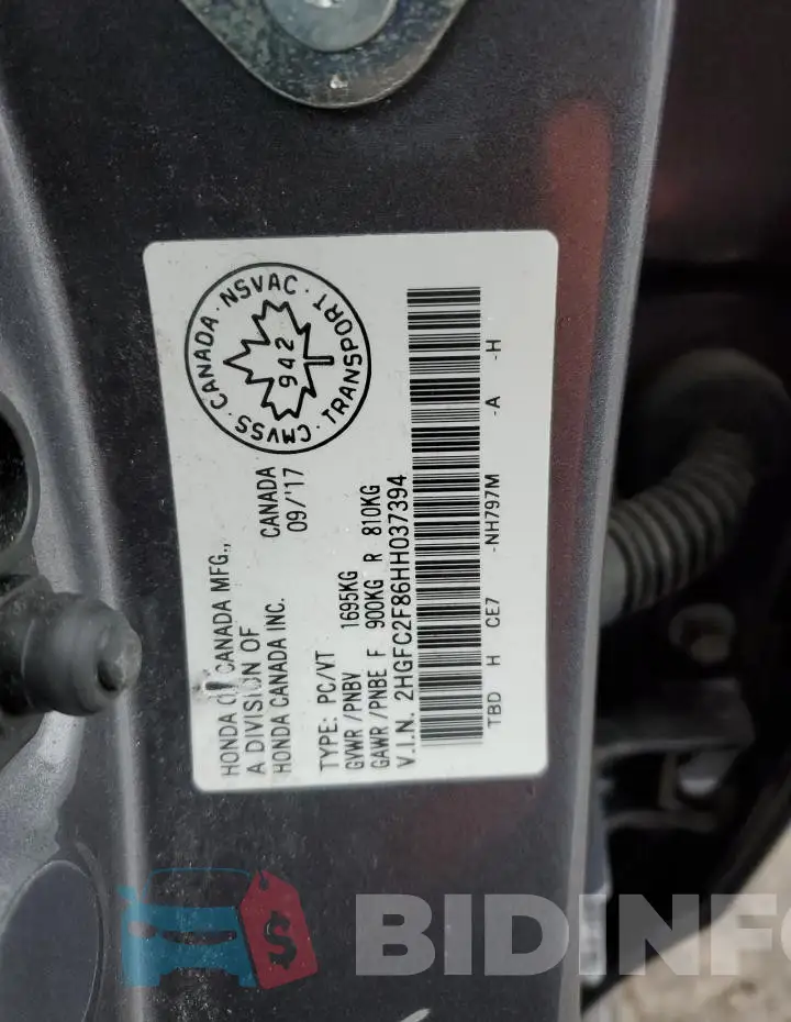 2HGFC2F86HH037394 Photo# 12