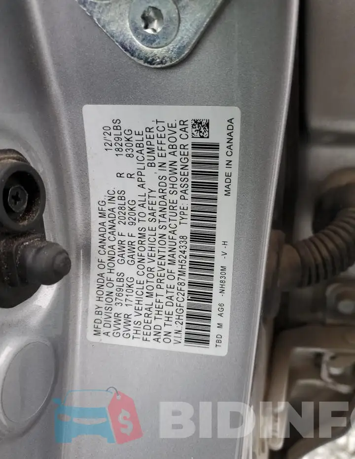 2HGFC2F87MH524338 Photo# 13