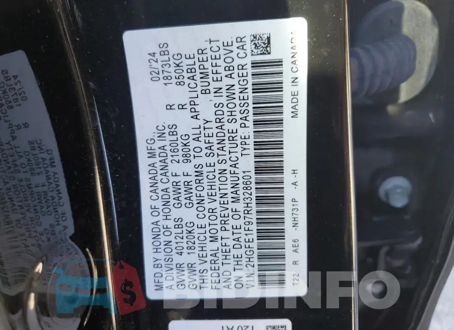 2HGFE1F97RH328601 Photo# 12
