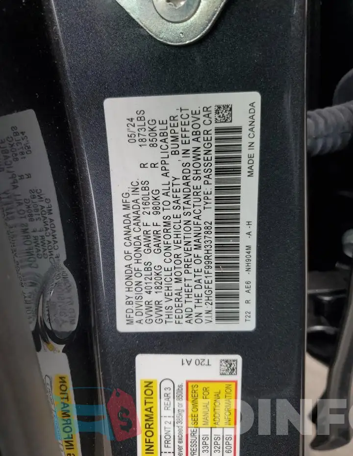 2HGFE1F99RH337882 Photo# 12