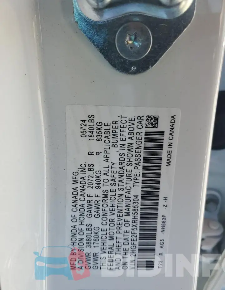 2HGFE2F5XRH585304 Photo# 13