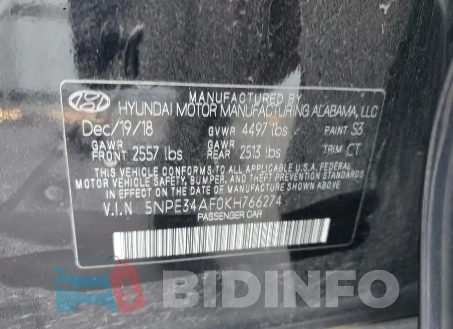 5NPE34AF0KH766274 Photo# 12