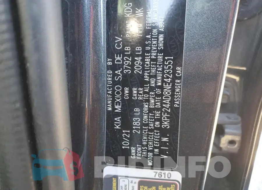 3KPF24AD8NE423551 Photo# 12