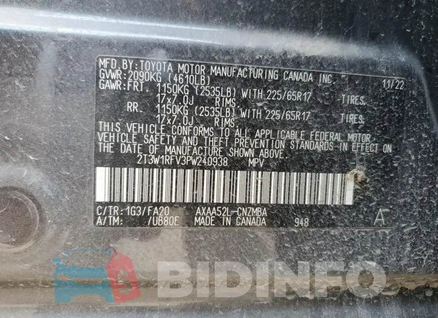 2T3W1RFV3PW240938 Photo# 14