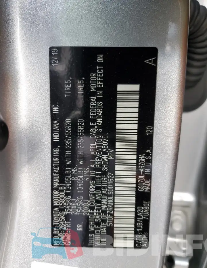 5TDFZRAH0LS001627 Photo# 14