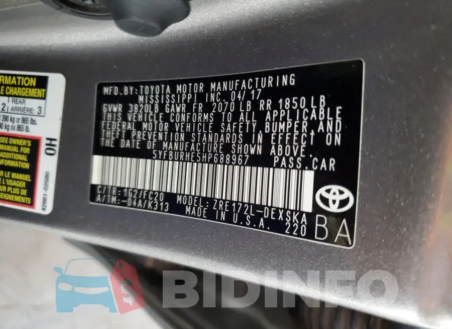 5YFBURHE5HP688967 Photo# 12