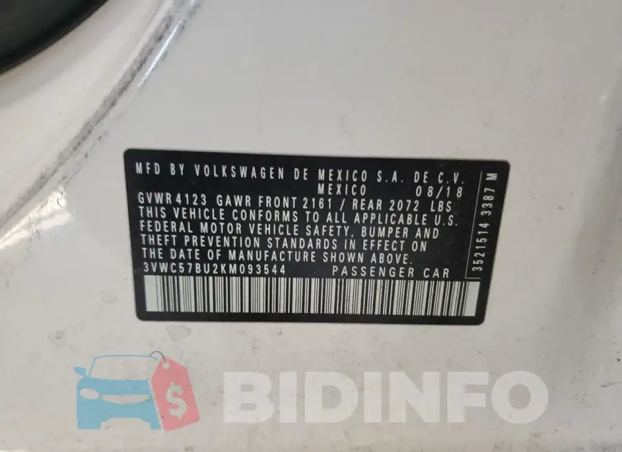 3VWC57BU2KM093544 Photo# 12