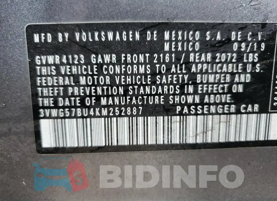3VWG57BU4KM252887 Photo# 13