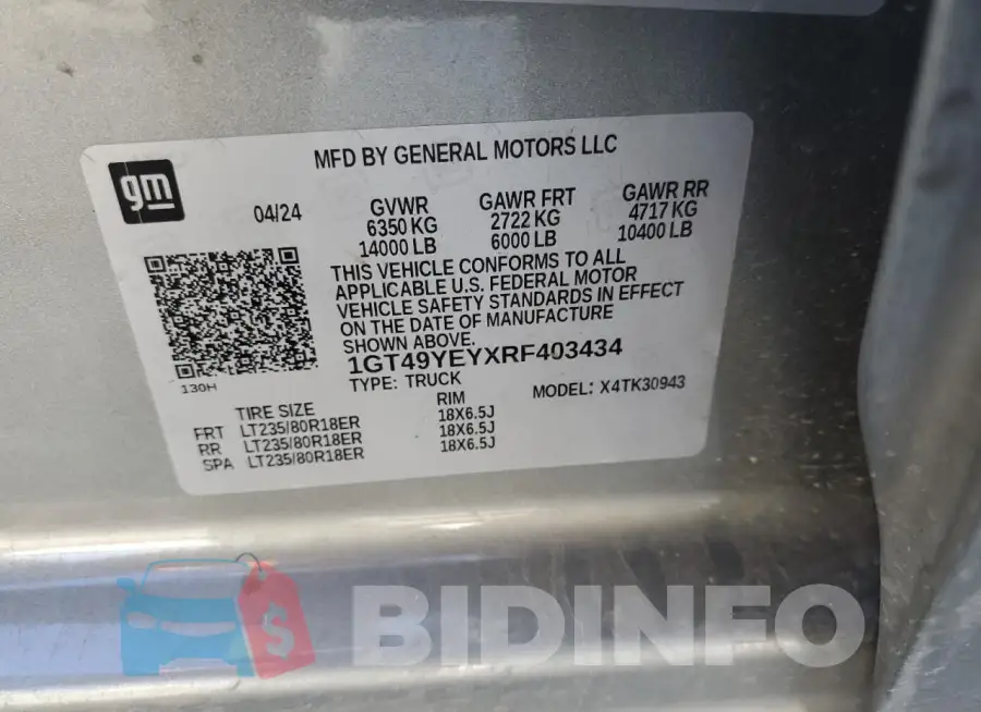 1GT49YEYXRF403434 Photo# 13