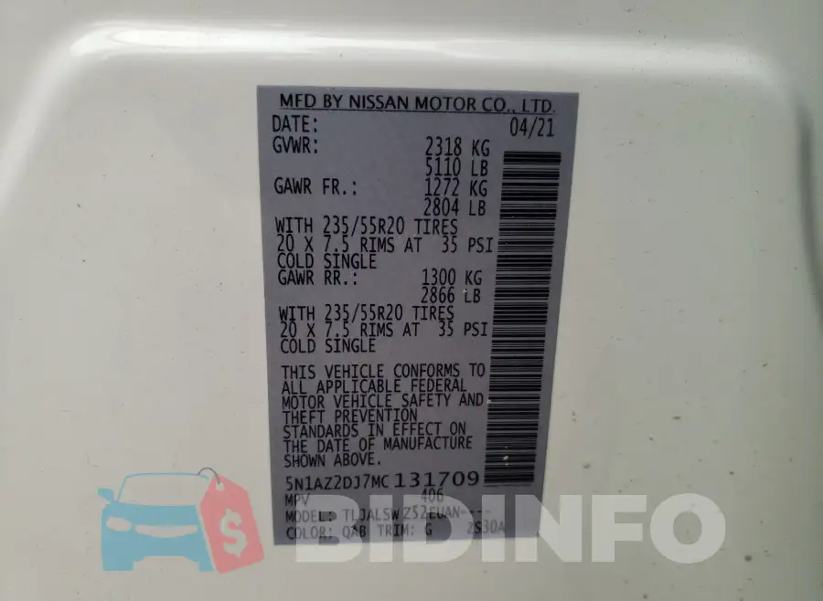 5N1AZ2DJ7MC131709 Photo# 10