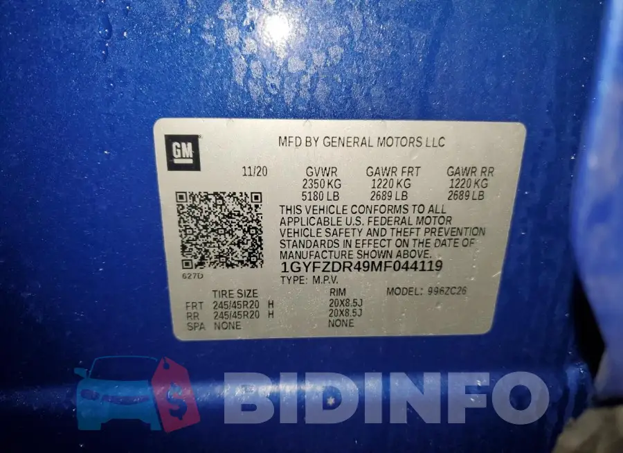 1GYFZDR49MF044119 Photo# 14