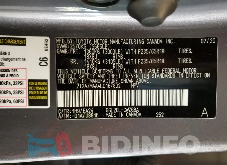2T2AZMAA4LC167802 Photo# 13