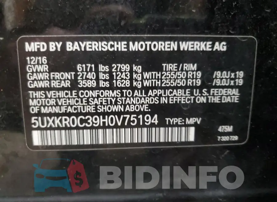 5UXKR0C39H0V75194 Photo# 13