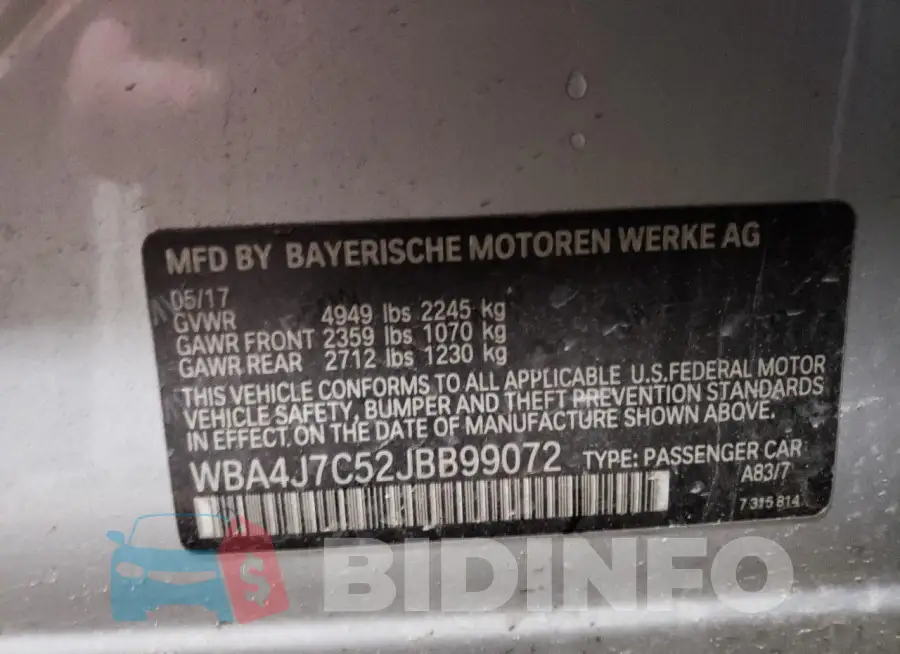 WBA4J7C52JBB99072 Photo# 12