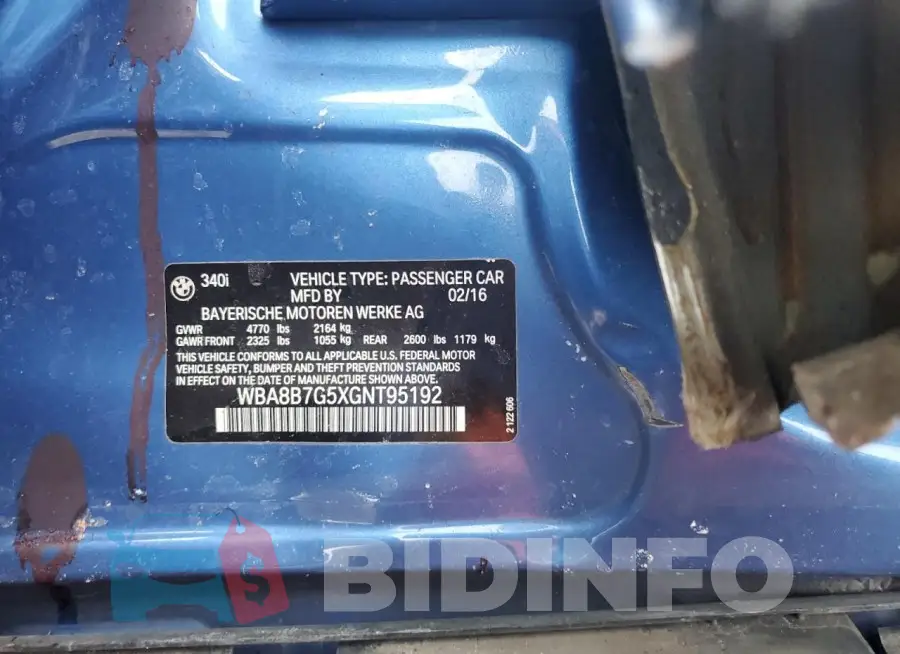 WBA8B7G5XGNT95192 Photo# 12