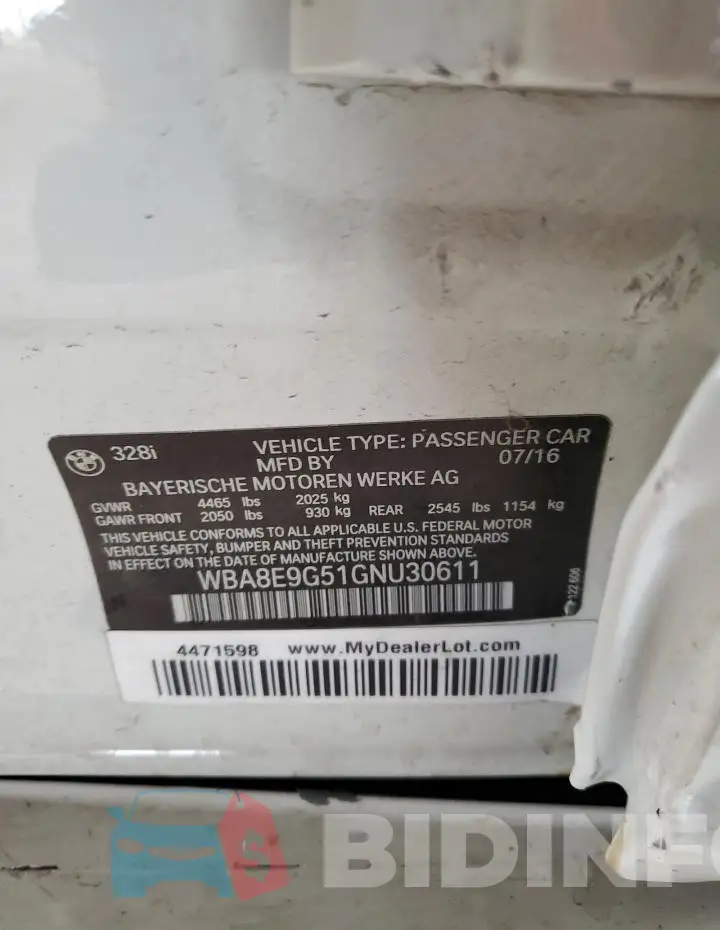 WBA8E9G51GNU30611 Photo# 12
