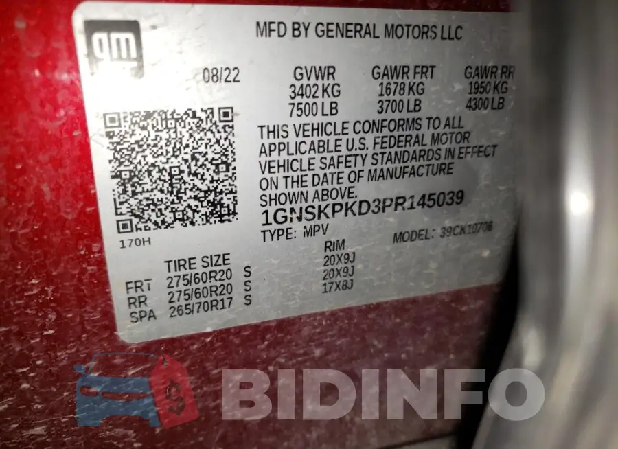 1GNSKPKD3PR145039 Photo# 13