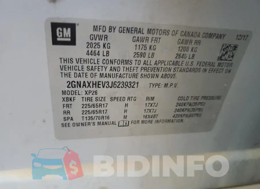 2GNAXHEV3J6239321 Photo# 14
