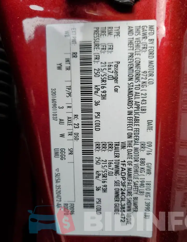 1FADP3F24GL385472 Photo# 12