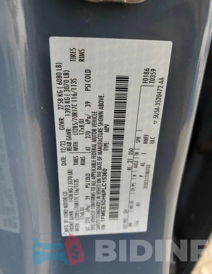 1FMEE5DH6PLC15360 Photo# 14