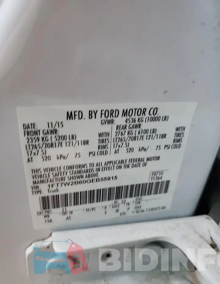 1FT7W2B60GEB55915 Photo# 13