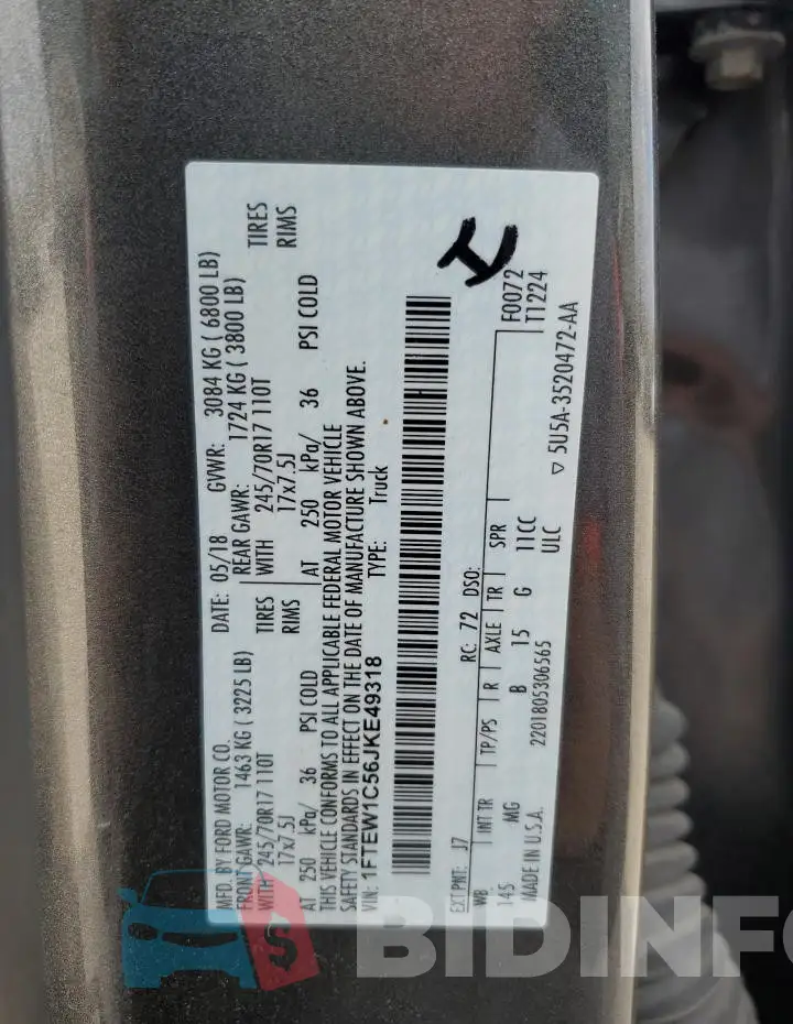 1FTEW1C56JKE49318 Photo# 13