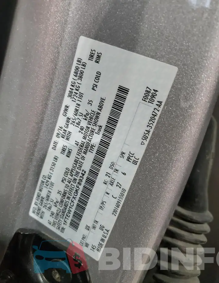 1FTEW1CFXGKF89342 Photo# 12