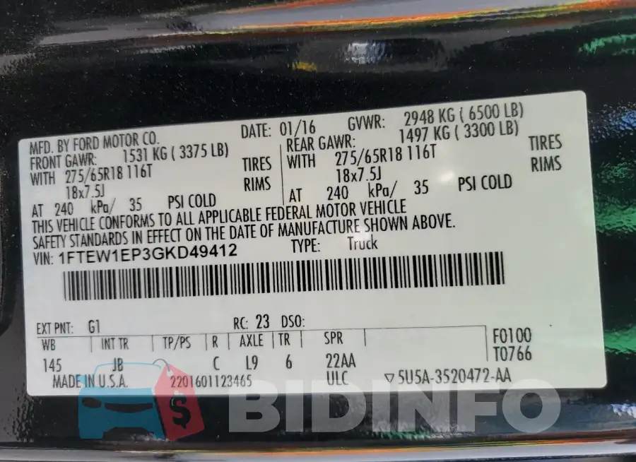 1FTEW1EP3GKD49412 Photo# 12