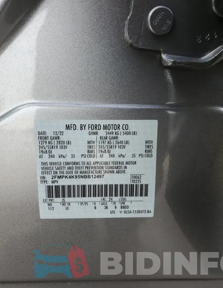 2FMPK4K95NBB12497 Photo# 14